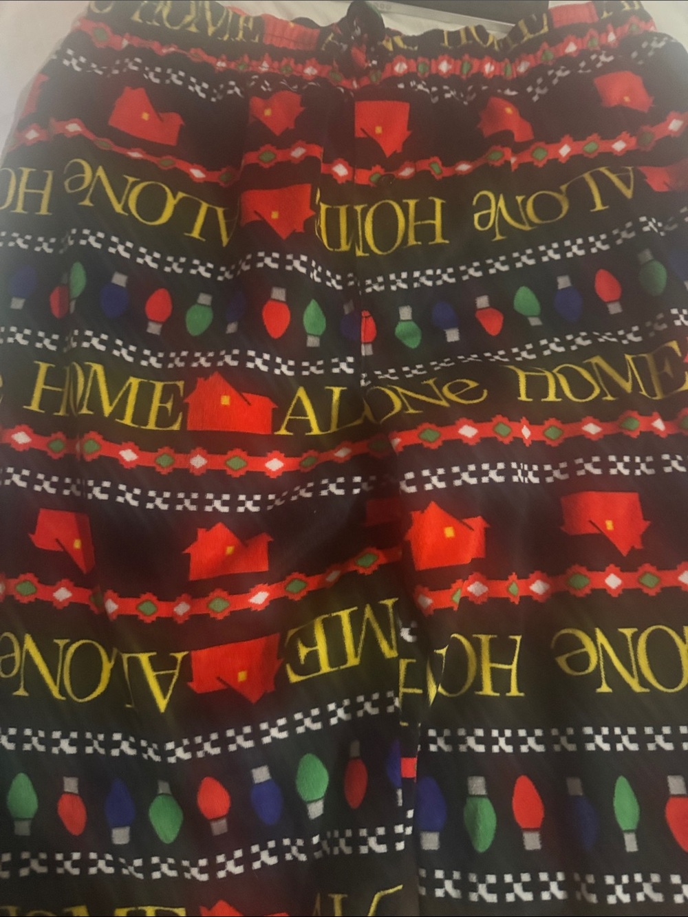 Men's Black Holiday Lounge with Festive Lights Print